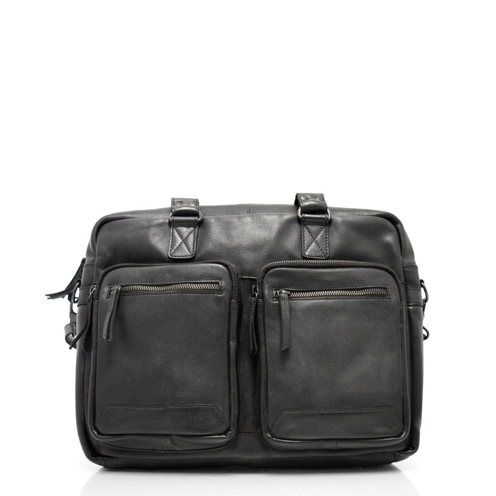 The Trend Rustic Zipper Top Leather Laptop Brief