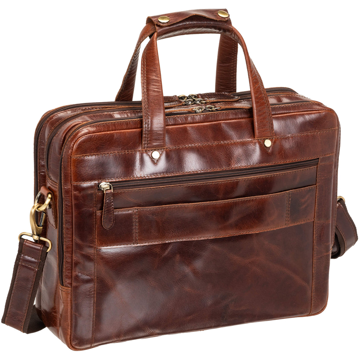 Mancini Buffalo Triple Compartment Briefcase for 15.6” Laptop / Tablet