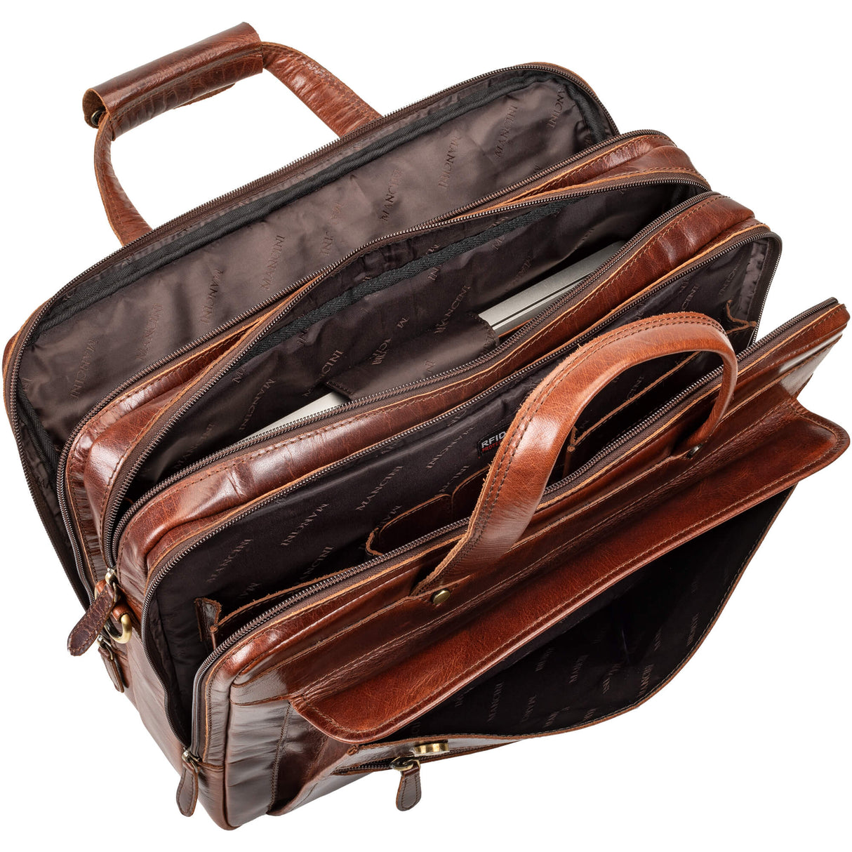 Mancini Buffalo Triple Compartment Briefcase for 15.6” Laptop / Tablet