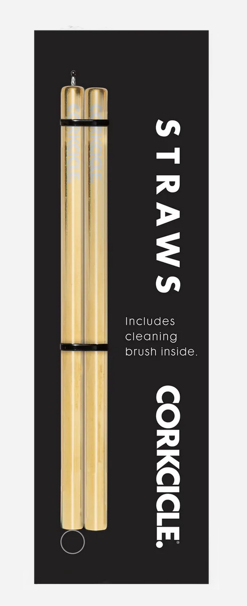 Corkcicle Reusable Stainless Steel Cocktail/Tumbler Straw (2pk)