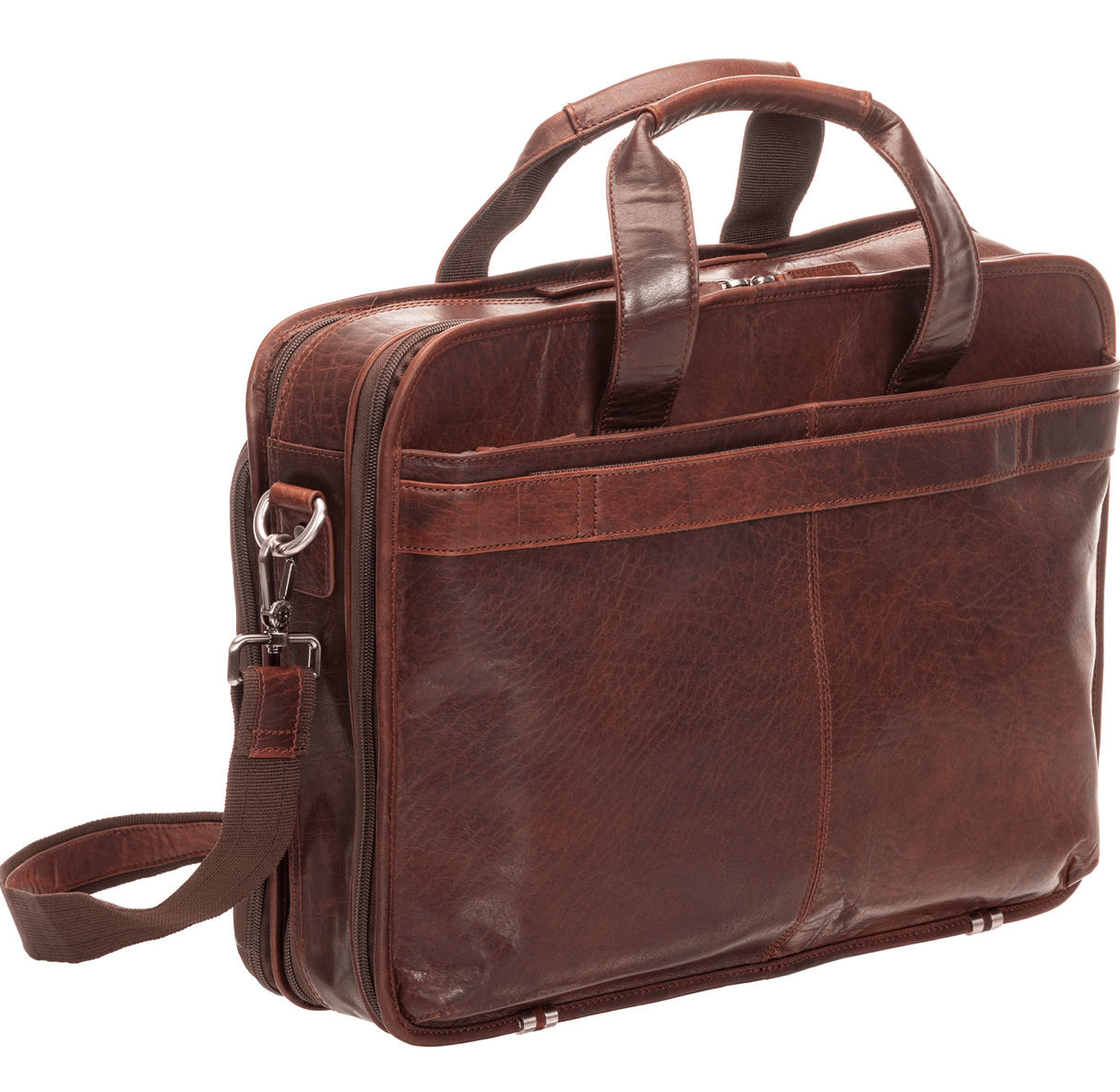 Mancini Buffalo Double Compartment Top Zipper 15.6” Laptop / Tablet Briefcase