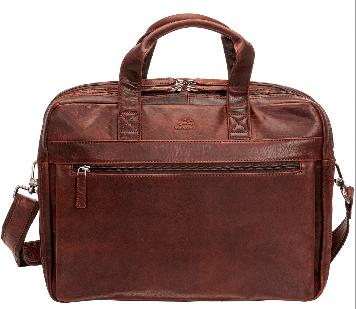 Mancini Buffalo Double Compartment Briefcase for Laptop and Tablet