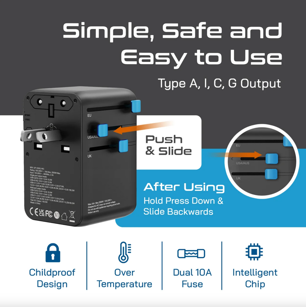 Ceptics 100W Universal Travel Adapter