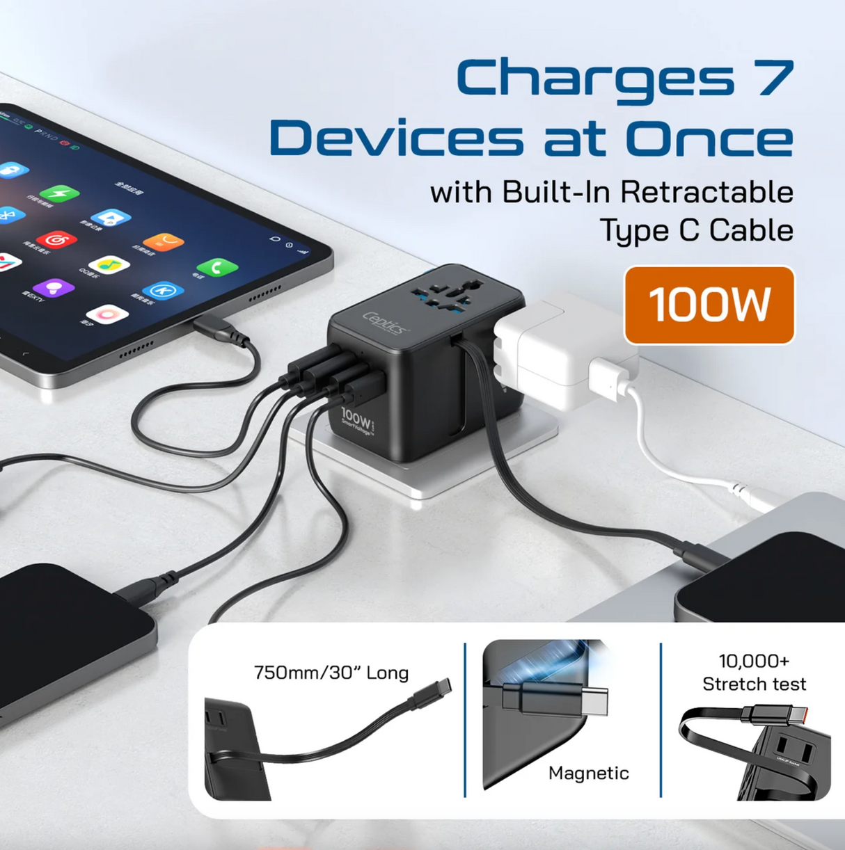 Ceptics 100W Universal Travel Adapter