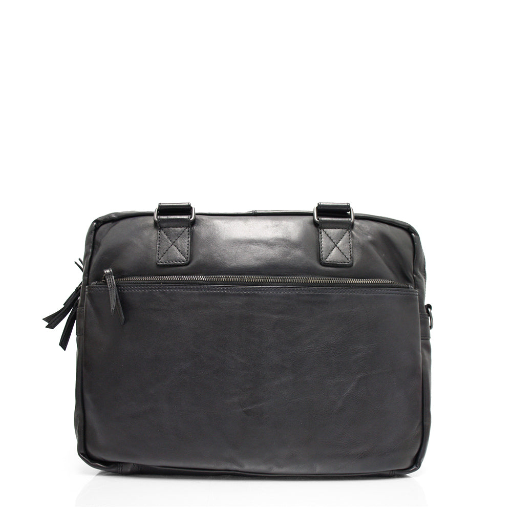 The Trend Italian Leather Double Gussted Briefcase