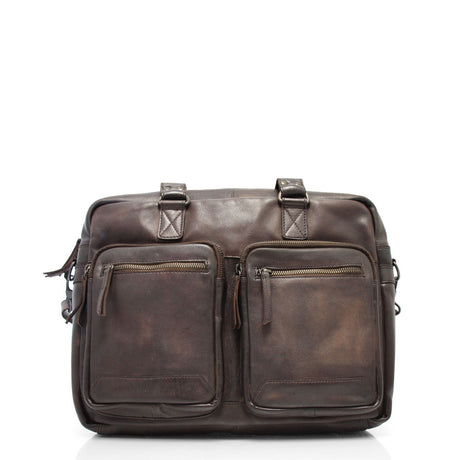 The Trend Rustic Zipper Top Leather Laptop Brief
