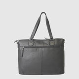 The Trend Liquirizia Leather Tote Bag