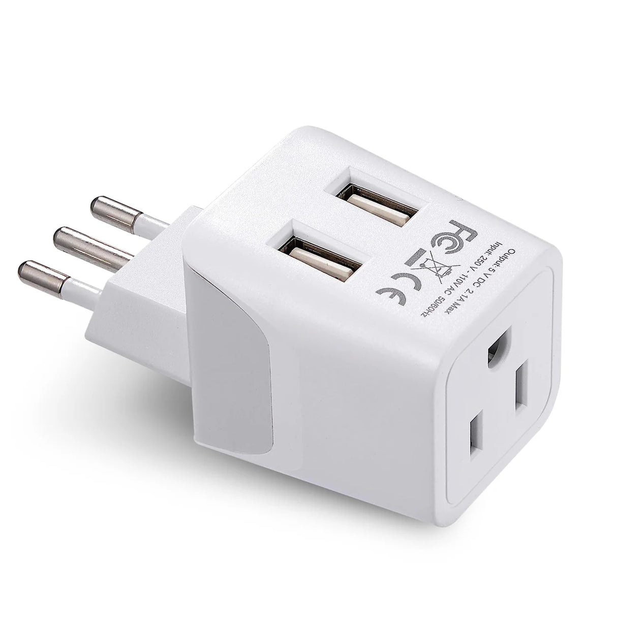 Ceptics Italy Travel Plug Adapter Type L - Dual USB