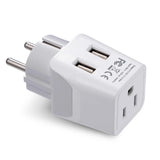 Ceptics Europe "Schuko" Travel Adapter - Type E/F - Dual USB