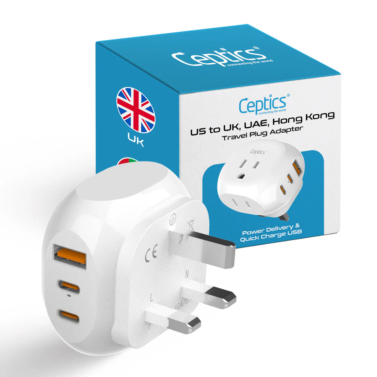 Ceptics UK Travel Plug Adapter Type G - 5 in 1