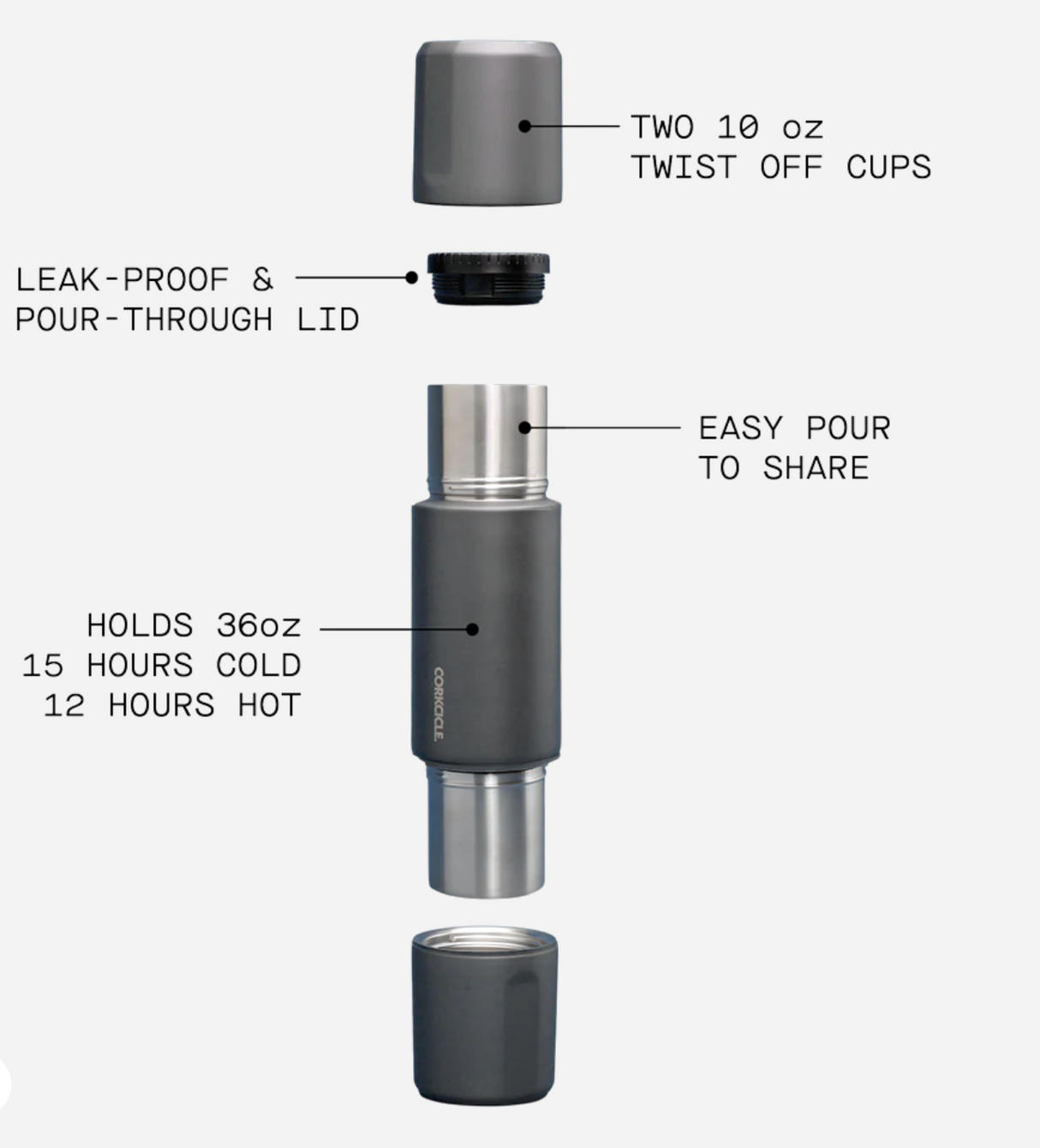 Corkcicle Traveler 36oz Insulated Travel Thermos