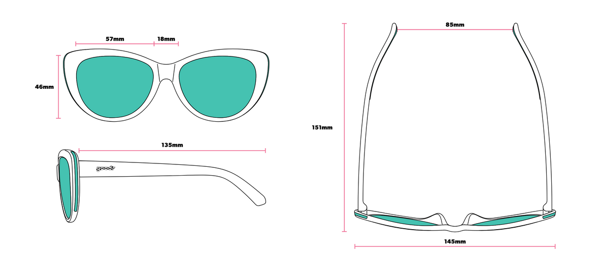 Goodr Sunglasses, Rainbow Runway Ready