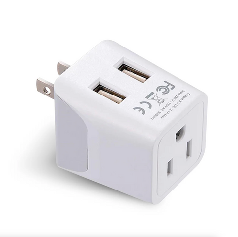 Ceptics Japan, Philippines Travel Adapter - Type A - Dual USB