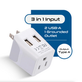 Ceptics Japan, Philippines Travel Adapter - Type A - Dual USB