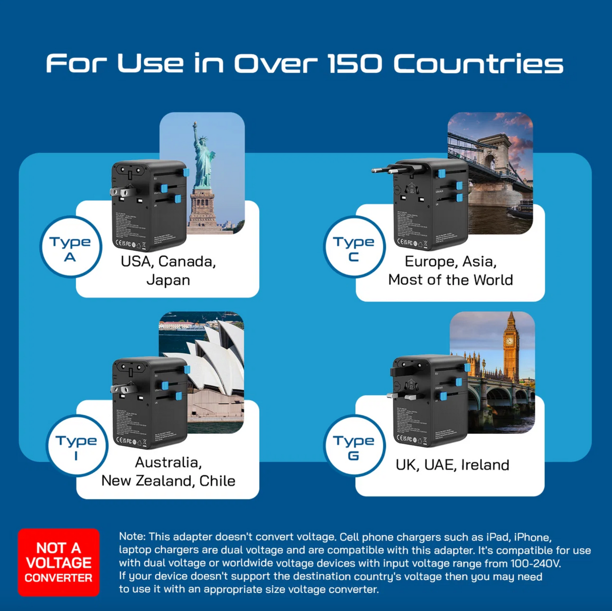 Ceptics 100W Universal Travel Adapter
