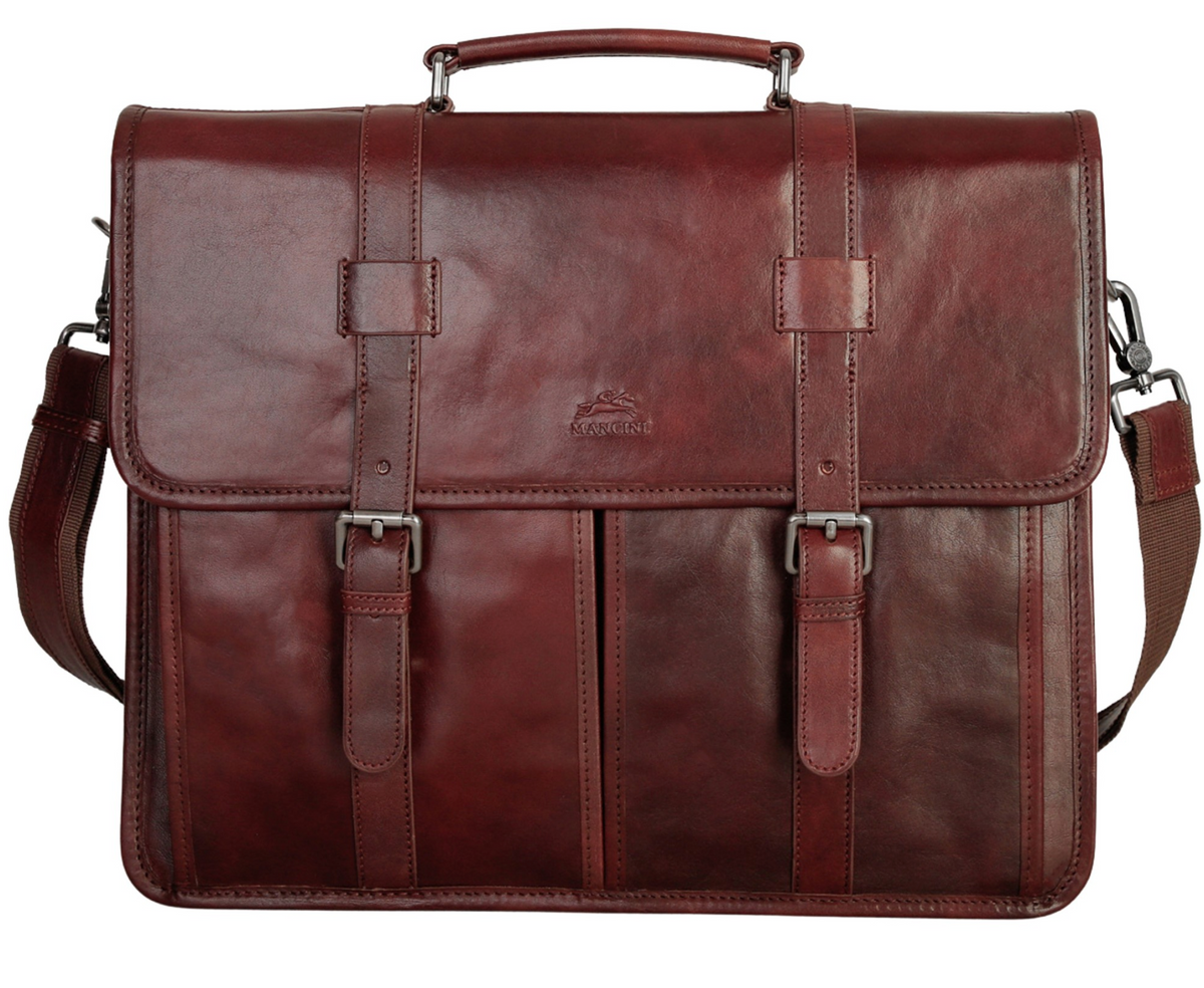 Mancini Pelle D'oro Double Compartment 15.6" Laptop Briefcase