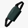 Green shoulder bag with black straps on a white background
