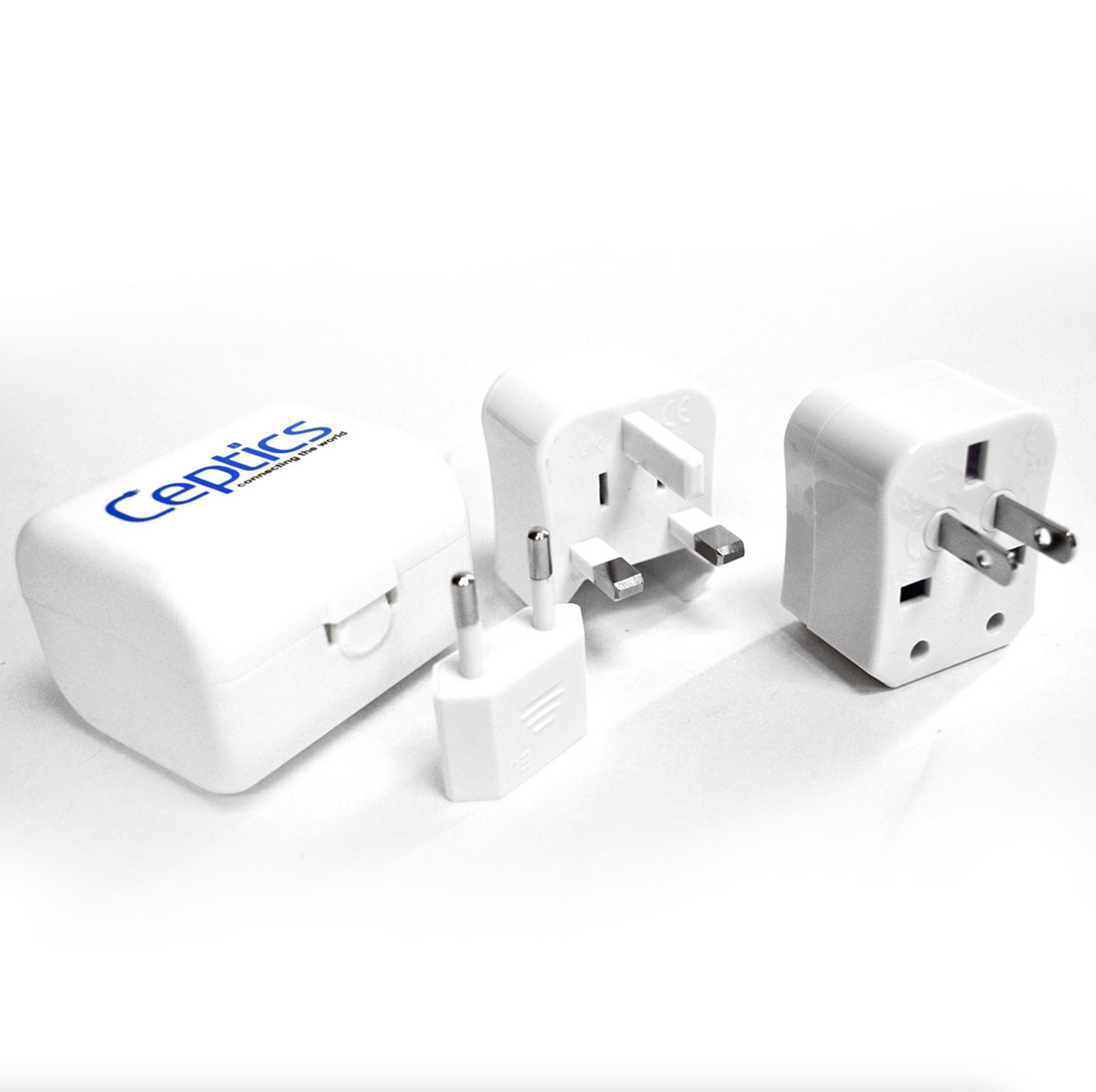 Ceptics 3pc International Travel Plug Adapter Kit - Non-grounded