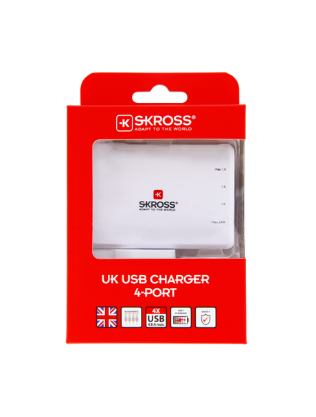 SKROSS U.K. USB 4 Port Charger