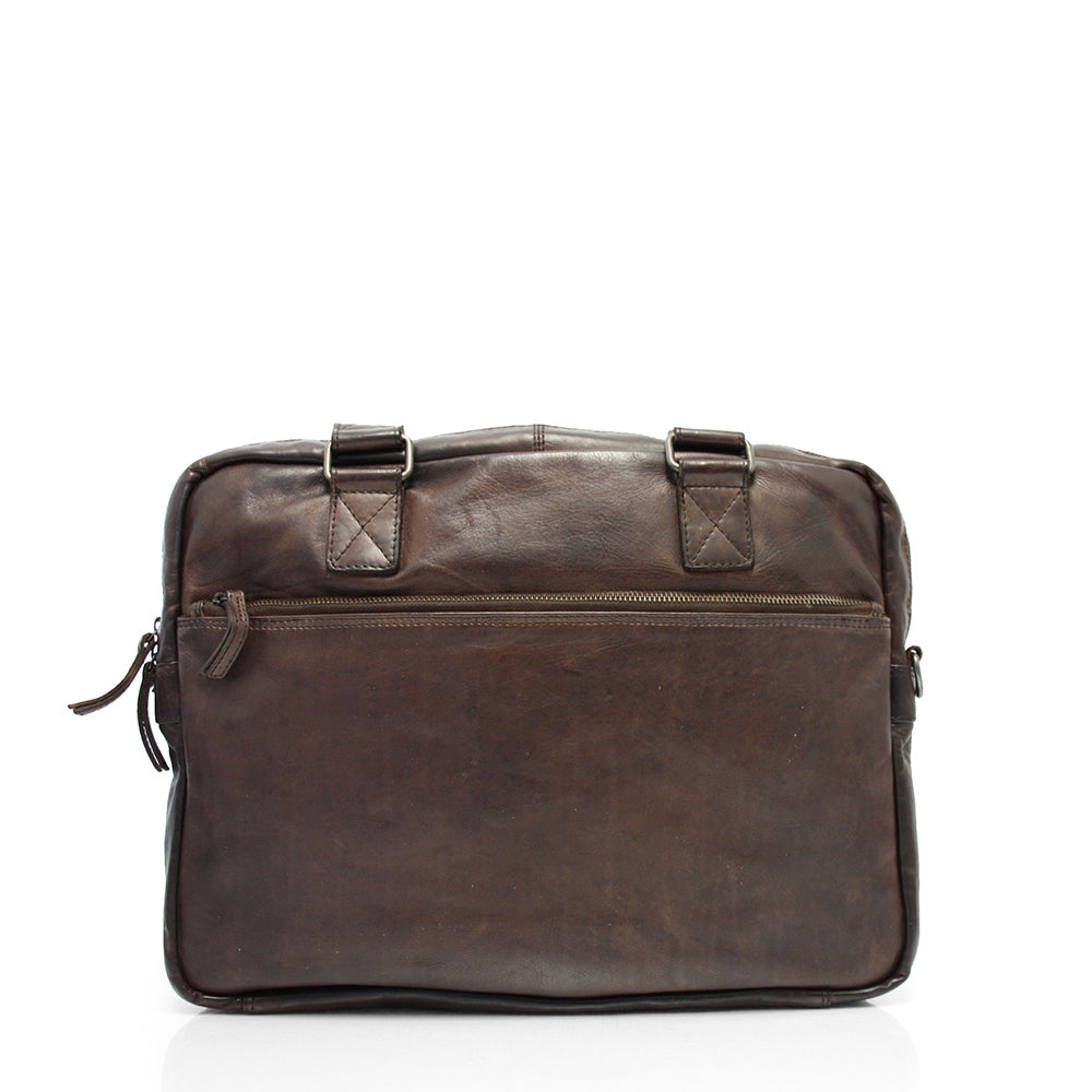 The Trend Italian Leather Double Gussted Briefcase