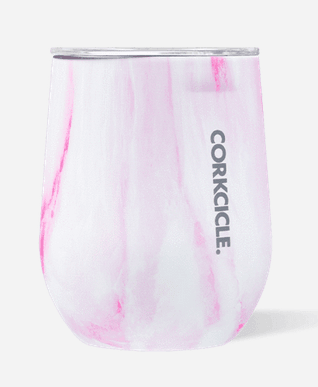 12oz pink marble Corkcicle stemless wine glass