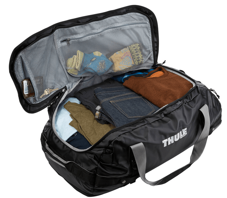 Thule Chasm 90L Packable Duffle Backpack Poseidon Blue Interior Packing