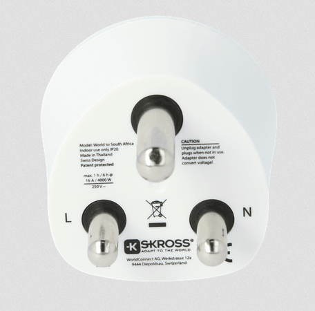 SKROSS World Adapter to South Africa - U.N. Luggage Canada